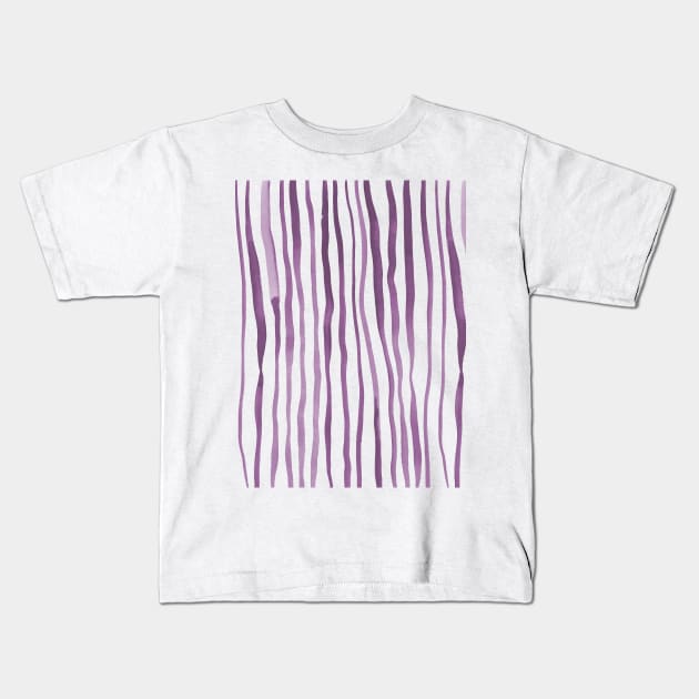 Vertical watercolor lines - ultra violet Kids T-Shirt by wackapacka